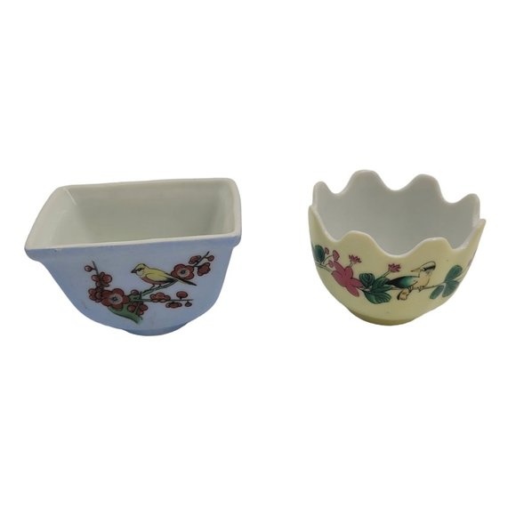 Vintage Lillian Vernon Small Bird and Flower Trinket Dish Bowls Original Box - Picture 3 of 13